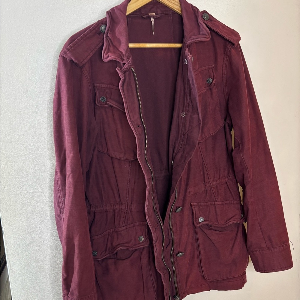 Free People Not Your Brothers Surplus Burgundy Utility Jacket - Picture 6 of 10